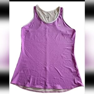 Nike Dri Fit Advantage Mesh Purple White Gym Tennis Court Tank Top Size L